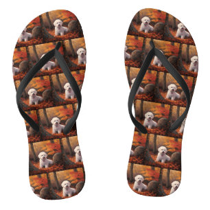 Bichon Frise n Autumn Leaves Fall Inspire Thongs