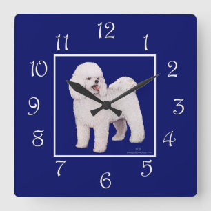 Bichon Frise Navy Square Wall Clock