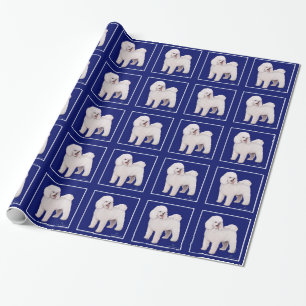 Bichon Frise Navy Square Wrapping Paper