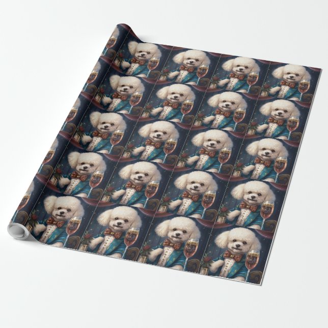 Bichon Frise New Year  Wrapping Paper (Unrolled)