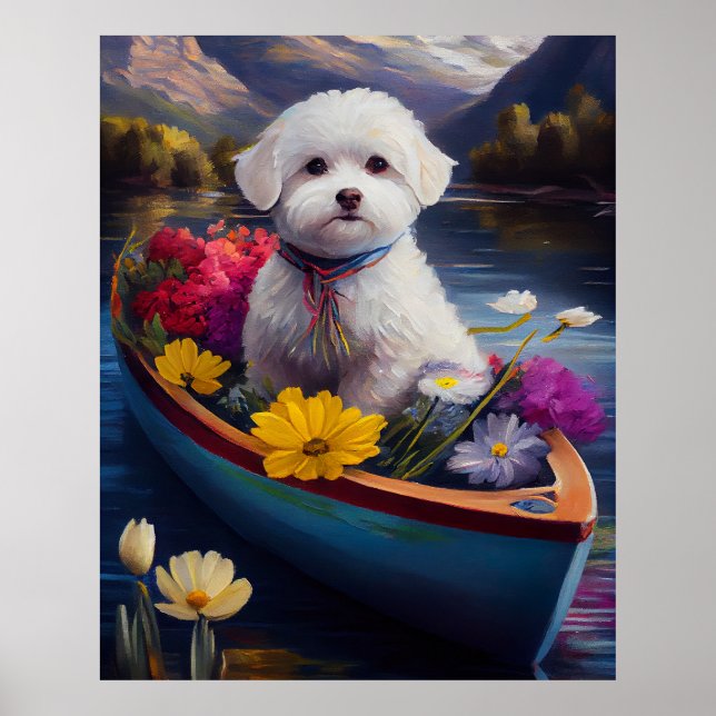 Bichon Frise on a Paddle: A Scenic Adventure Poster (Front)