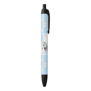 Bichon Frise Painting - Cute Original Dog Art Black Ink Pen
