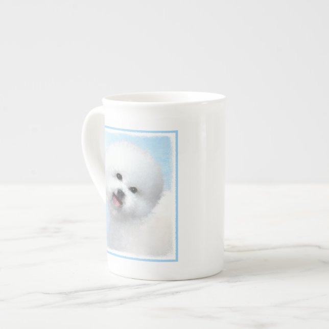 Bichon Frise Painting - Cute Original Dog Art Bone China Mug (Front Left)