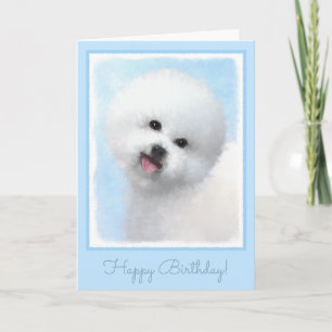 Bichon Frise Painting - Cute Original Dog Art Card