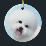 Bichon Frise Painting - Cute Original Dog Art Ceramic Tree Decoration<br><div class="desc">Bichon Frise dog portrait, original painting. We specialise in cute and funny original art. Buy this for yourself or as a great gift for your Bichon Frise loving friends. Be creative - click on CUSTOMIZE to add/remove/change text, resize the picture, change colours or anything else the customisation tool will allow!...</div>