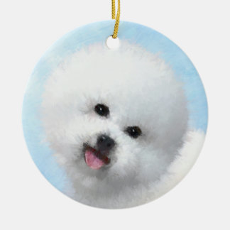 Bichon Frise Painting - Cute Original Dog Art Ceramic Tree Decoration