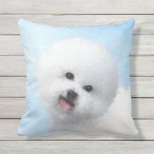Bichon Frise Painting - Cute Original Dog Art Cushion