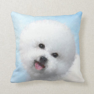 Bichon Frise Painting - Cute Original Dog Art Cushion