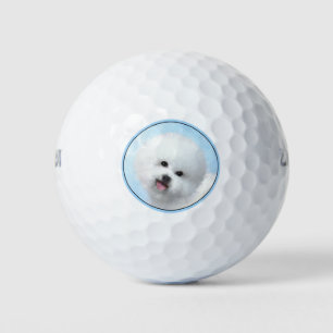 Bichon Frise Painting - Cute Original Dog Art Golf Balls