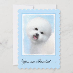 Bichon Frise Painting - Cute Original Dog Art Invitation