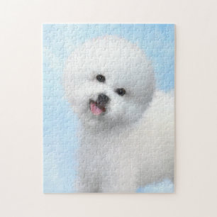 Bichon Frise Painting - Cute Original Dog Art Jigsaw Puzzle