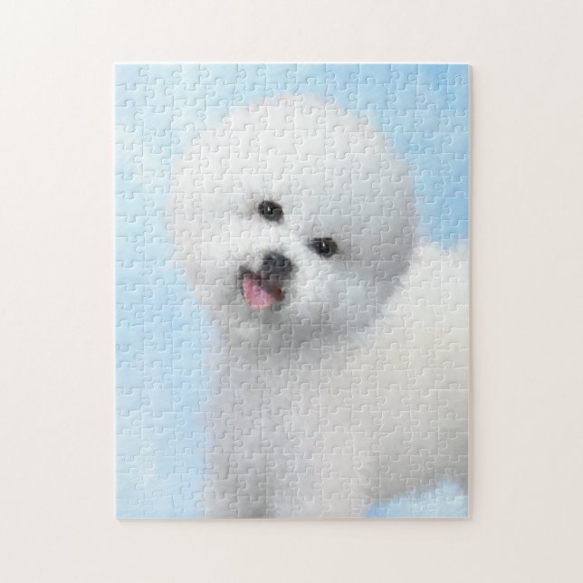 Bichon Frise Painting - Cute Original Dog Art Jigsaw Puzzle (Vertical)