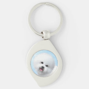 Bichon Frise Painting - Cute Original Dog Art Key Ring