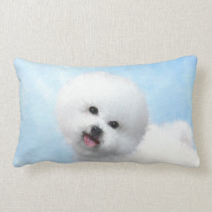 Bichon Frise Painting - Cute Original Dog Art Lumbar Cushion