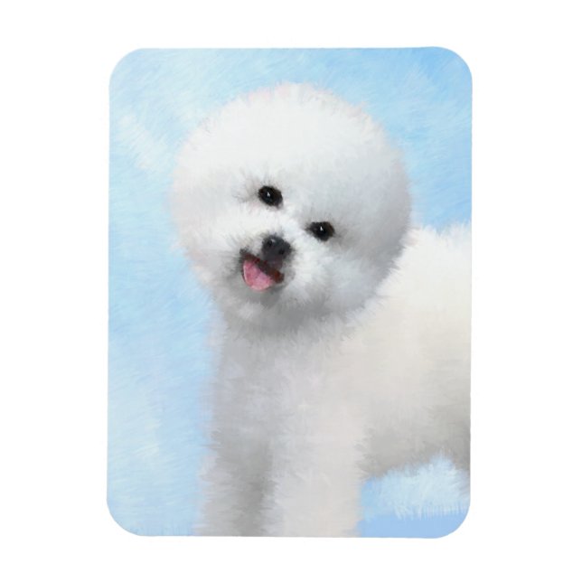 Bichon Frise Painting - Cute Original Dog Art Magnet (Vertical)