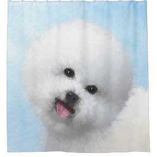 Bichon Frise Painting - Cute Original Dog Art Shower Curtain