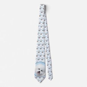 Bichon Frise Painting - Cute Original Dog Art Tie