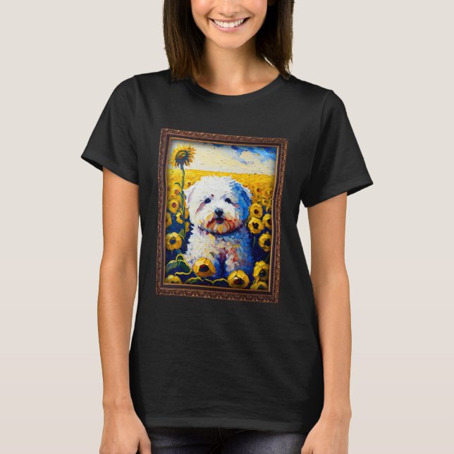 Bichon Frise Painting Sunflower Flower Mom Women F T-Shirt (Front)