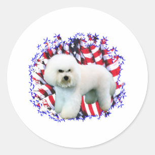 Bichon Frise Patriot Classic Round Sticker