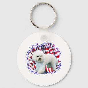 Bichon Frise Patriot Key Ring