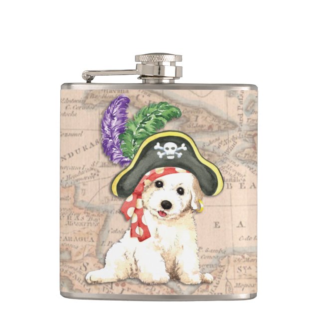 Bichon Frise Pirate Hip Flask (Front)