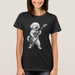 Bichon Frise Playing Bass Guitar Rock Music Dog Lo T-Shirt