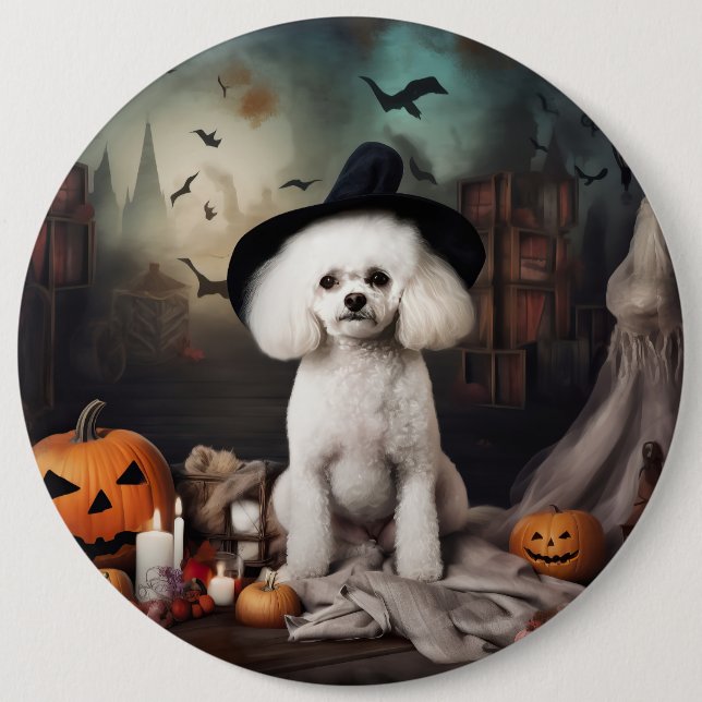 Bichon Frise Pumpkins Halloween Scary 6 Cm Round Badge (Front)