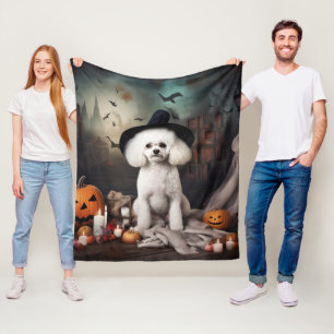 Bichon Frise Pumpkins Halloween Scary Fleece Blanket