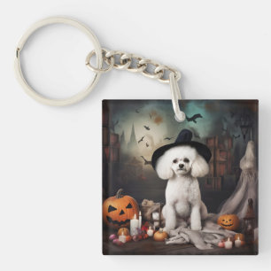 Bichon Frise Pumpkins Halloween Scary Key Ring