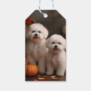 Bichon Frise Puppy Autumn Delight Pumpkin Gift Tags