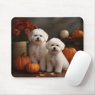 Bichon Frise Puppy Autumn Delight Pumpkin Mouse Pad