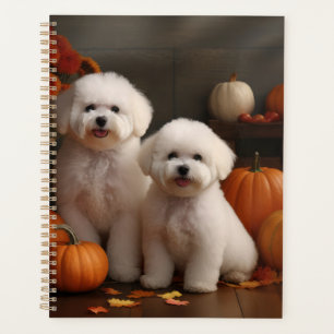Bichon Frise Puppy Autumn Delight Pumpkin Planner