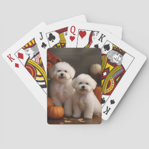 Bichon Frise Puppy Autumn Delight Pumpkin  Playing Cards
