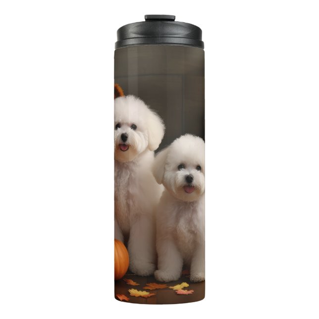 Bichon Frise Puppy Autumn Delight Pumpkin  Thermal Tumbler (Front)