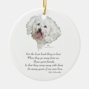 Bichon Frise Rainbow Bridge Ceramic Ornament