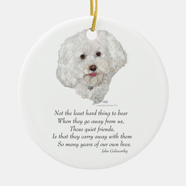 Bichon Frise Rainbow Bridge Ceramic Tree Decoration (Front)