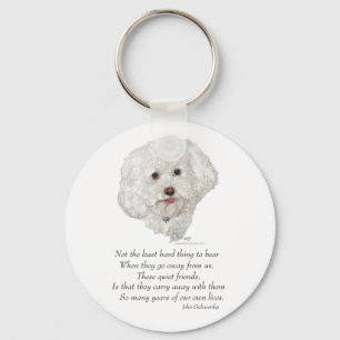 Bichon Frise Rainbow Bridge Key Ring