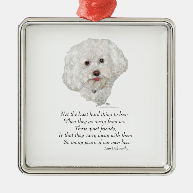 Bichon Frise Rainbow Bridge Metal Tree Decoration (Front)