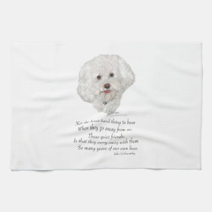 Bichon Frise Rainbow Bridge Tea Towel