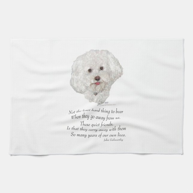 Bichon Frise Rainbow Bridge Tea Towel (Horizontal)
