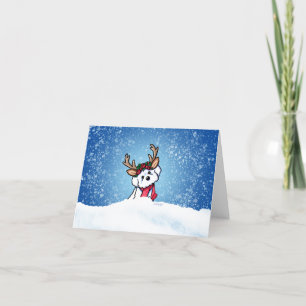 Bichon Frise Reindeer Christmas Note Card