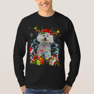 Bichon Frise Reindeer Christmas Tree Lights Pajama T-Shirt