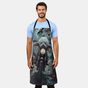 Bichon Frise Riding Motorcycle Halloween Scary Apron