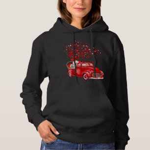 Bichon Frise Riding Red Truck Valentine Butterfly Hoodie