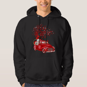Bichon Frise Riding Red Truck Valentine Butterfly Hoodie