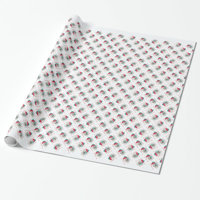 Bichon Frise Santa Paws Wrapping Paper (Unrolled)