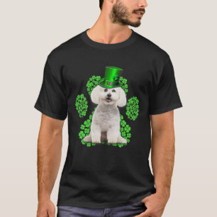 Bichon Frise Shamrock Paw Clovers St Patrick's Day T-Shirt