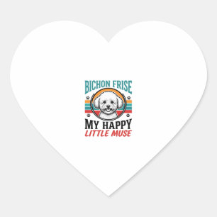 Bichon Frise Shirt Vintage Spirit Dog Art_1 Heart Sticker