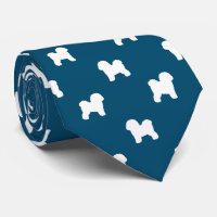Bichon Frise Silhouettes Pattern Blue and White