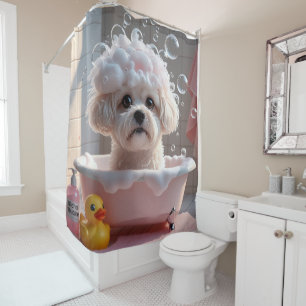 Bichon Frise Sloppy Sleepy Cute Funny  Shower Curtain